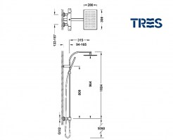 MEDIDAS COLUMNA DUCHA TERMOSTATICA CUADRO TRES